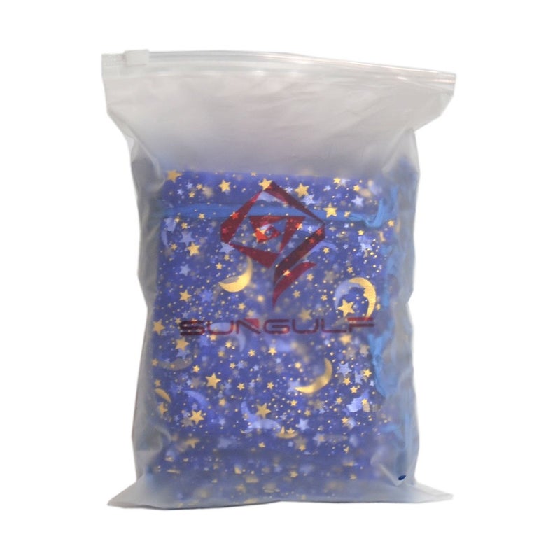 SUNGULF 100Pcs 3x4 Inches Sheer Organza Drawstring Pouches Stars And Moon Wedding Party Favor Jewelry Candy Gift Bags (Blue) - Image 2